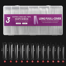 New Arrival 504Pcs/Box Super Long Cowboy Full Cover Nail Tips Transparent Press on Nail Tips XXXL T-Shape False Nail Tips