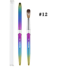 New Rainbow Gradient 30% Kolinsky Nail Brush Metal Handle Acrylic Nail Brush Carving Pen for Nail Art