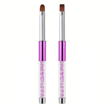 Single Purple Metal Rhinestone Handle Nail Art Brush Flat Round Head Nylon Hair French Style Gel Manicure UV Gel Brush