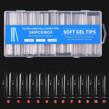 Professional 240Pcs/Box Super Long Pipe Full Cover Nail Tips Transparent XXXL Press on Nails False Nail Tips