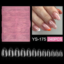 240pcs/box Semi-Matte Coffin Almond False Nail Tips Transparent Seamless Full Cover Artificial Nail Extension Tips