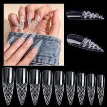 New 120pcs/Box Special Design Transparent Extension Nail Art Tips 3D Trapezium Long Full Cover Stiletto Nail Tips