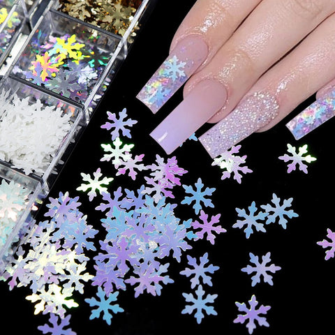 Snowflakes Winter Sequins Nail Art Glitter Flakes Christmas Tree Decoration Holographic Nail Charms DIY Nails Accessories