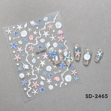 New Arrival 5D Embossed Starfish Shell Nail Sticker Ocean Beach Self-Adhesive Nail Decals Nail Art Accessories