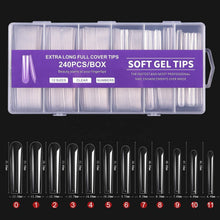 Professional 240Pcs/Box Super Long Pipe Full Cover Nail Tips Transparent XXXL Press on Nails False Nail Tips