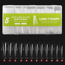 New Arrival 504Pcs/Box Super Long Cowboy Full Cover Nail Tips Transparent Press on Nail Tips XXXL T-Shape False Nail Tips