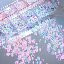 12 Grid/Box Heart Star Moon Butterfly Rabbit Nail Art Sticker Korea Style Pink Blue Decals Fashion Nail Art Decorations