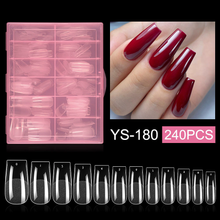 240pcs/box Semi-Matte Coffin Almond False Nail Tips Transparent Seamless Full Cover Artificial Nail Extension Tips