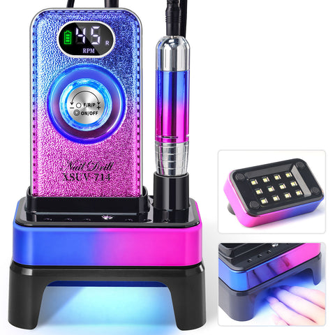 XSUV-714 PLUS 36W Wireless Rechargeable 2 in 1 Nail Lamp Nail Drill Machine 45000rpm Gradient Portable ABS Nail Drill Machine