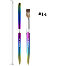 New Rainbow Gradient 30% Kolinsky Nail Brush Metal Handle Acrylic Nail Brush Carving Pen for Nail Art