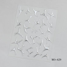 Silver Metal Liner 5D Nail Art Sticker Self Adhesive Korea Style Reliefs Decals Fashion Manicure Art Decorations with Rhinestone