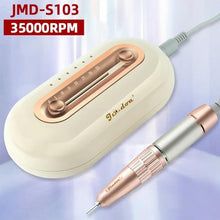 JMD-S103 Precision Round Runway Nail Drill Machine 35000 RPM Low Volume Desktop Electric Nail Drill with Grinding Head Storage