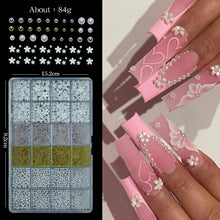 24 Grids Colorful French Bow Pearl Nail Art Charms Resin Mix Flowers Nail Accessories DIY Nail Art Rhinestones