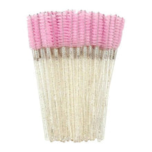 50pcs/bag Solid Crystal Handle Eyelash Extension Brush Colorful Disposable Nylon Hair Eyelash Brushes Tool