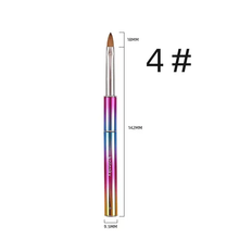 Rainbow Gradient Kolinsky Acrylic Nail Brush Metal Handle Crystal Engraving Pen Soft UV Gel Nail Brushes