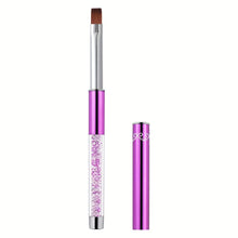 Single Purple Metal Rhinestone Handle Nail Art Brush Flat Round Head Nylon Hair French Style Gel Manicure UV Gel Brush