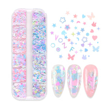 12 Grid/Box Heart Star Moon Butterfly Rabbit Nail Art Sticker Korea Style Pink Blue Decals Fashion Nail Art Decorations