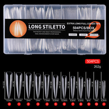 OEM 504pcs/box Extra Long Nail Tips Transparent Nature Full Cover Cowboy Stiletto Bamboo T-shaped Traceless False Nail Tips
