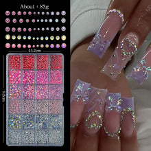 24 Grids Colorful French Bow Pearl Nail Art Charms Resin Mix Flowers Nail Accessories DIY Nail Art Rhinestones
