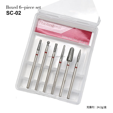 High Quality 6pcs/set Diamond Nail Drill Bit Set Cuticle Remover Grinding Head Electric Nail Drill Bit Set