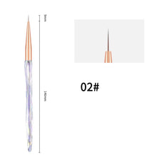 11pcs/set or Single Gradient Crystal Acrylic Handle Nail Art Brush Manicure Drawing Pen Multi-functional Nail Liner Brush