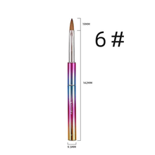 Rainbow Gradient Kolinsky Acrylic Nail Brush Metal Handle Crystal Engraving Pen Soft UV Gel Nail Brushes