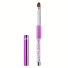 Single Purple Metal Rhinestone Handle Nail Art Brush Flat Round Head Nylon Hair French Style Gel Manicure UV Gel Brush