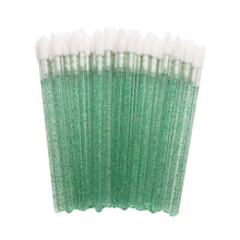 50pcs/bag Disposable Crystal Rod Lip Brush Short Oblique Head Lint Free Lip Gloss Brush Portable Lipstick Beauty Makeup Brushes