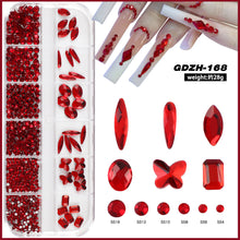 6/12 Grids Red Series Bow Pearl Flower Nail Art Rhinestones 3D Resin DIY Designs Nail Art Charms Ornaments Decoration