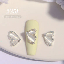 High Quality Half Side Cat's Eye Butterfly Nail Art Rhinestone Metal Nail Charms Bow Ornament 3D Nail Jewelry