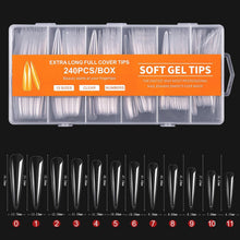 Professional 240Pcs/Box Super Long Pipe Full Cover Nail Tips Transparent XXXL Press on Nails False Nail Tips