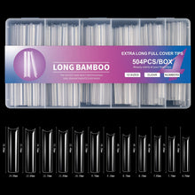 504pcs/box Extra Long Transparent Acrylic Nail Tips Full Half Cover Cowboy Stiletto Bamboo T-shaped Traceless False Nail Tips