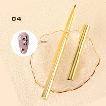 Gold Metal Handle Nylon Hair Painting Drawing Light Therapy French Nail Art Brush DIY UV Gel Painting Flower Lace Nail Art Pen