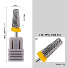 New Silver Tungsten Steel Nail Drill Bit Grinding Head Nail Polish Cuticle Remover 5 in 1 Nail Drill Bit Manicure Tool