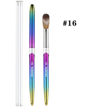 New Rainbow Gradient 30% Kolinsky Nail Brush Metal Handle Acrylic Nail Brush Carving Pen for Nail Art
