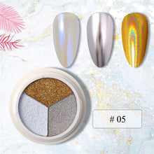 Wholesale Magic Mirror Powder 3 Colors/Box Chrome Nail Glitter Acrylic Powder 3D Solid Titanium Nail Art Pigment
