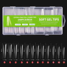 Professional 240Pcs/Box Super Long Pipe Full Cover Nail Tips Transparent XXXL Press on Nails False Nail Tips