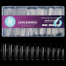504pcs/box Extra Long Transparent Acrylic Nail Tips Full Half Cover Cowboy Stiletto Bamboo T-shaped Traceless False Nail Tips
