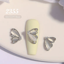 High Quality Half Side Cat's Eye Butterfly Nail Art Rhinestone Metal Nail Charms Bow Ornament 3D Nail Jewelry